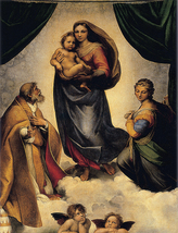 絵画 額縁付き 複製名画 世界の名画シリーズ ラファエルロ・サンティ 「 システィーナの聖母 」 サイズ 20号_画像2