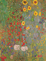 絵画 額縁付き 複製名画 世界の名画シリーズ グスタフ・クリムト 「 ひまわりと農場庭園 」 サイズ 6号_画像2