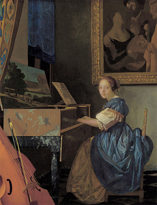 絵画 複製名画 キャンバスアート 世界の名画シリーズ ヨハネス・フェルメール 「 ヴァージナルの前に座った女性 」 サイズ 20号