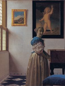 絵画 複製名画 キャンバスアート 世界の名画シリーズ ヨハネス・フェルメール 「 バージナルの前に立った女性 」 サイズ 25号