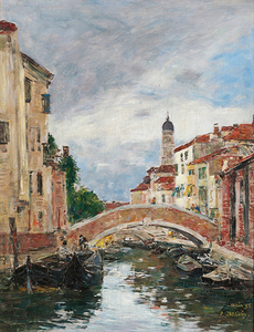 絵画 複製名画 キャンバスアート 世界の名画シリーズ ブーダン 「 ヴェニスの小さな運河 」 サイズ 20号