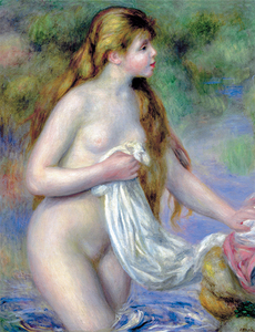 絵画 複製名画 キャンバスアート 世界の名画シリーズ ピエール・オーギュスト・ルノワール 「 入浴する長い髪の女性 」 サイズ 25号