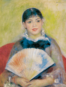 絵画 複製名画 キャンバスアート 世界の名画シリーズ ピエール・オーギュスト・ルノワール 「 扇子を持った女性 」 サイズ 6号