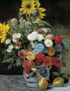 絵画 複製名画 キャンバスアート 世界の名画シリーズ ピエール・オーギュスト・ルノワール 「 花瓶の花 」 サイズ 15号