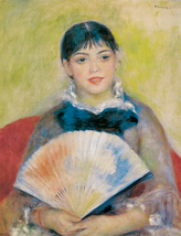 絵画 複製名画 キャンバスアート 世界の名画シリーズ ピエール・オーギュスト・ルノワール 「 扇子を持った女性 」 サイズ 20号_画像1
