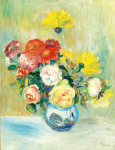 絵画 複製名画 キャンバスアート 世界の名画シリーズ ピエール・オーギュスト・ルノワール 「 花瓶のバラとダリア 」 サイズ 20号