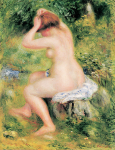 絵画 複製名画 キャンバスアート 世界の名画シリーズ ピエール・オーギュスト・ルノワール 「 入浴支度する裸婦 」 サイズ 6号