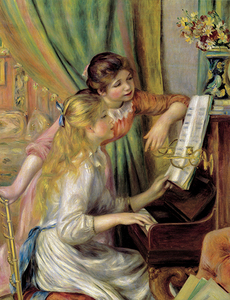 絵画 複製名画 キャンバスアート 世界の名画シリーズ ピエール・オーギュスト・ルノワール 「 ピアノに寄る少女たち 」 サイズ 6号