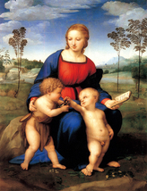 絵画 複製名画 キャンバスアート 世界の名画シリーズ ラファエルロ・サンティ 「 ヒワの聖母 」 サイズ 10号_画像1