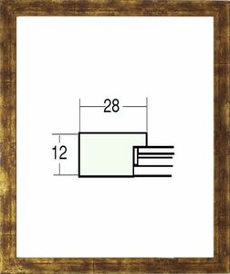 デッサン用額縁 木製フレーム 5698 四ッ切サイズ 古代赤金 ゴールド