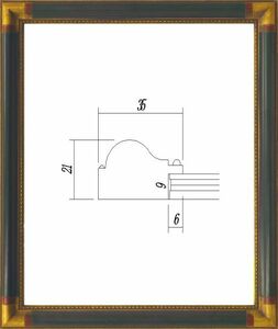 デッサン用額縁 木製フレーム 7510 太子サイズ アンティークグリーン