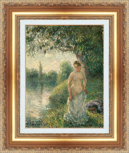 絵画 額縁付き 複製名画 世界の名画シリーズ ピサロ 「水浴する女」 サイズ 10号