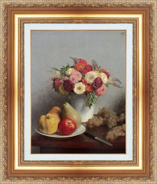 Tableau avec cadre Reproduction d'un tableau célèbre Série de peintures de renommée mondiale Henri Fantin-Latour Fleurs et Fruits Taille 6, Logement, intérieur, autres