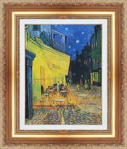 絵画 額縁付き 複製名画 世界の名画シリーズ ヴィンセント・ヴァン・ゴッホ 「 夜のカフェテラス 」 サイズ 10号