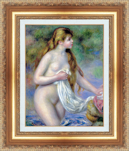 絵画 額縁付き 複製名画 世界の名画シリーズ ピエール・オーギュスト・ルノワール 「 入浴する長い髪の女性 」 サイズ 15号