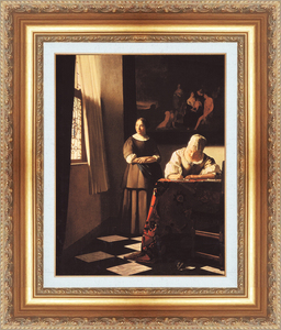 絵画 額縁付き 複製名画 世界の名画シリーズ ヨハネス・フェルメール 「 手紙を書く女性と召使い 」 サイズ 6号