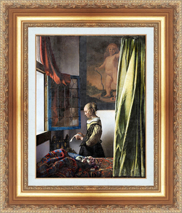 絵画 額縁付き 複製名画 世界の名画シリーズ ヨハネス・フェルメール 「 手紙を読む女性 」 サイズ 6号