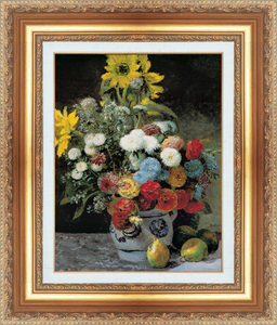 絵画 額縁付き 複製名画 世界の名画シリーズ ピエール・オーギュスト・ルノワール 「 陶製ポットに生けられた花 」 サイズ 15号