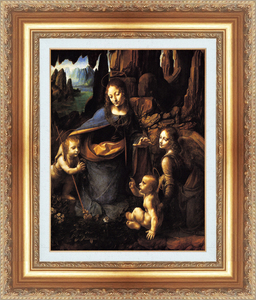 絵画 額縁付き 複製名画 世界の名画シリーズ レオナルド・ダ・ヴィンチ 「 岩窟の聖母 」 サイズ 6号