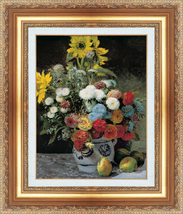 絵画 額縁付き 複製名画 世界の名画シリーズ ピエール・オーギュスト・ルノワール 「 陶製ポットに生けられた花 」 サイズ 10号_画像1