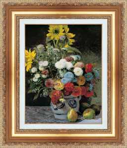 Art hand Auction 画框复制杰作世界杰作系列皮埃尔·奥古斯特·雷诺阿花瓶中的花尺寸 6, 住宅, 内部的, 其他的