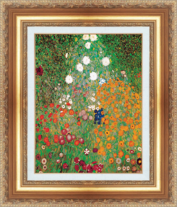 Art hand Auction 絵画 額縁付き 複製名画 世界の名画シリーズ グスタフ･クリムト ｢ 花のある庭園 ｣ サイズ 3号, 住まい, インテリア, その他
