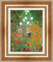 絵画 額縁付き 複製名画 世界の名画シリーズ グスタフ・クリムト 「 花のある庭園 」 サイズ 10号_画像1
