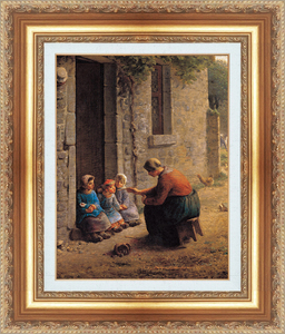 絵画 額縁付き 複製名画 世界の名画シリーズ ジャン・フランソワ・ミレー 「 子供たちに食事を与える女性 」 サイズ 3号