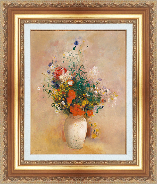 Painting with frame Reproduction of famous paintings from the World Masterpieces series Odilon Redon Flowers in a Vase Size 15, Housing, interior, others