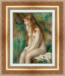 絵画 額縁付き 複製名画 世界の名画シリーズ ピエール・オーギュスト・ルノワール 「 髪の毛の女性のヌード 」 サイズ 15号