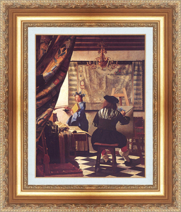 絵画 額縁付き 複製名画 世界の名画シリーズ ヨハネス・フェルメール 「 画家のアトリエ 」 サイズ 6号