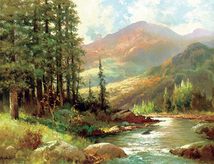 絵画 額縁付き 複製名画 世界の名画シリーズ ロバート・ウッド 「 山と川の風景 」 サイズ 10号_画像2