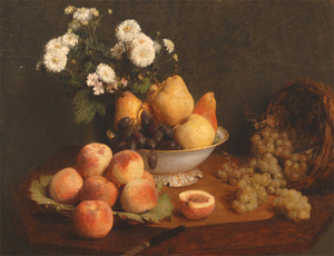 Art hand Auction Gemälde Reproduktion Meisterwerk Leinwand Art World Masterpiece Series Henri Fantin-Latour Blumen und Früchte auf einem Tisch Größe 10, Gehäuse, Innere, Andere