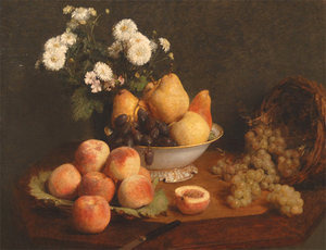 絵画 複製名画 キャンバスアート 世界の名画シリーズ アンリ・ファンタン・ラトゥール 「 テーブルの上の花と果物 」 サイズ 25号