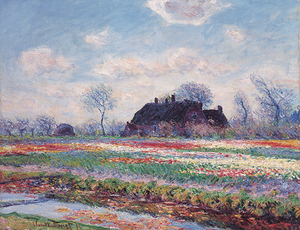絵画 複製名画 キャンバスアート 世界の名画シリーズ クロード・モネ 「サッセンハイムのチューリップの花畑」 サイズ 10号