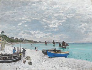 絵画 複製名画 キャンバスアート 世界の名画シリーズ クロード・モネ 「サン=タドレスのビーチ」 サイズ 6号