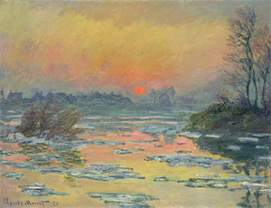 Art hand Auction Reproductions de peintures sur toile, série de chefs-d 'œuvre du monde, Claude Monet, coucher de soleil sur la Seine, Hiver Taille 25, Logement, intérieur, autres