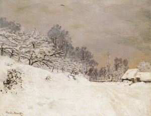 絵画 複製名画 キャンバスアート 世界の名画シリーズ クロード・モネ 「オンフルールの近くの雪の風景」 サイズ 6号