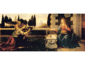 絵画 複製名画 キャンバスアート 世界の名画シリーズ レオナルド・ダ・ヴィンチ 「 受胎告知 」 サイズ 10号