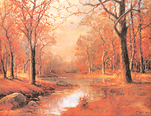 絵画 複製名画 キャンバスアート 世界の名画シリーズ ロバート・ウッド 「 10月の朝 」 サイズ 25号