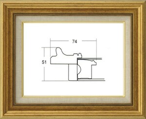 額縁　油絵/油彩額縁 UVカットアクリル付 8111 F4号 ゴールド 金