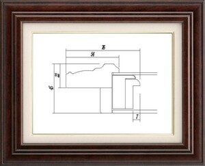 額縁　油絵/油彩額縁 木製フレーム アクリル付 7741 サイズ P30号 シタン