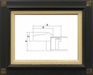 額縁　油絵/油彩額縁 木製フレーム 7722 サイズ F3号 鉄黒 ブラック