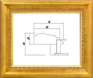 額縁　油絵/油彩額縁 木製フレーム 高級額縁 アクリル付 7100 サイズ F3号 ゴールド