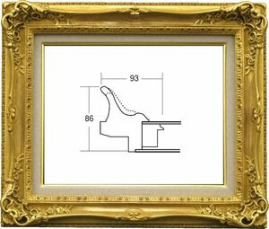 額縁　油絵/油彩額縁 木製フレーム アクリル付 7840 サイズ F6号 ダークゴールド 金