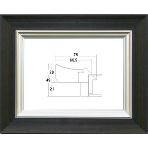 額縁　油絵/油彩額縁 木製フレーム UVカットアクリル付 3484N サイズ F4号 墨 ブラック