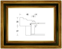 額縁 油彩額縁 油絵額縁 木製フレーム アンジュ 金+緑 サイズP8号_画像1