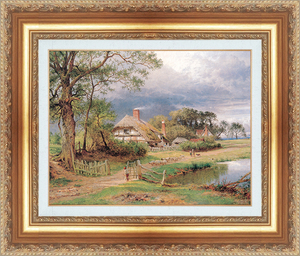 絵画 額縁付き 複製名画 世界の名画シリーズ ベンジャミン・ウィリアムズ・リーダー 「 英国の古民家風景 」 サイズ 20号