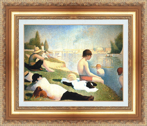 絵画 額縁付き 複製名画 世界の名画シリーズ ジョルジュ・スーラ 「アスニエールの水浴」 サイズ 6号