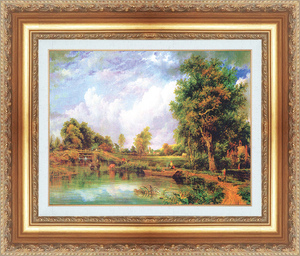 絵画 額縁付き 複製名画 世界の名画シリーズ ウィリアム・ワット 「 デッドハム湖 」 サイズ 6号